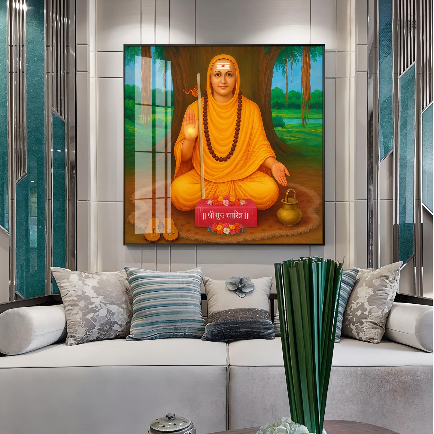 Shree Narasimha Saraswati Swami Premium Acrylic Square Wall Art