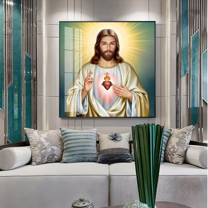 The Beautiful Sacred Heart Jesus Premium Acrylic Square Wall Art