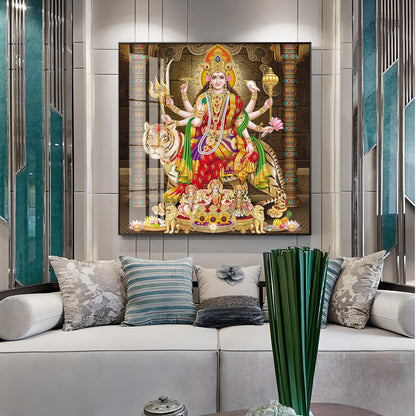Enchanted Devi Durga Premium Acrylic Square Wall Art