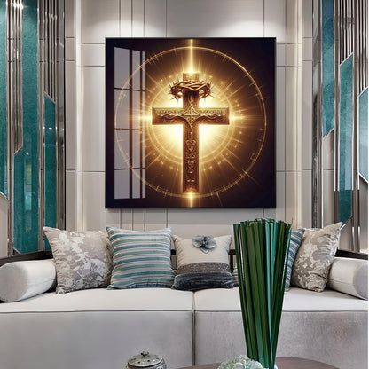 Cross Symbol In Premium Acrylic Square Wall Art