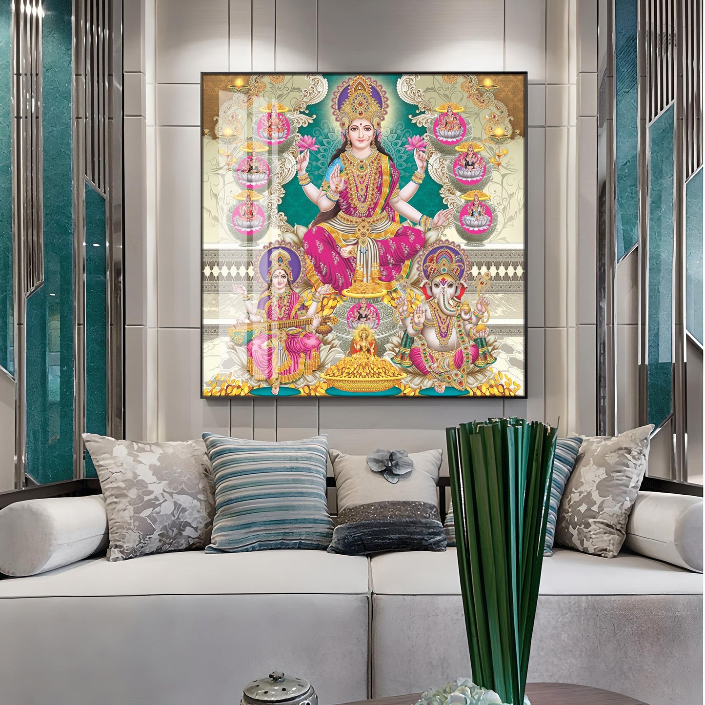 Maa Laxmi Premium Acrylic Square Wall Art