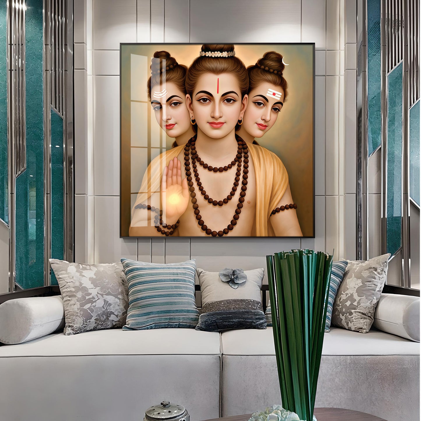 God Dattatreya Ji Maharaj Premium Acrylic Square Wall Art