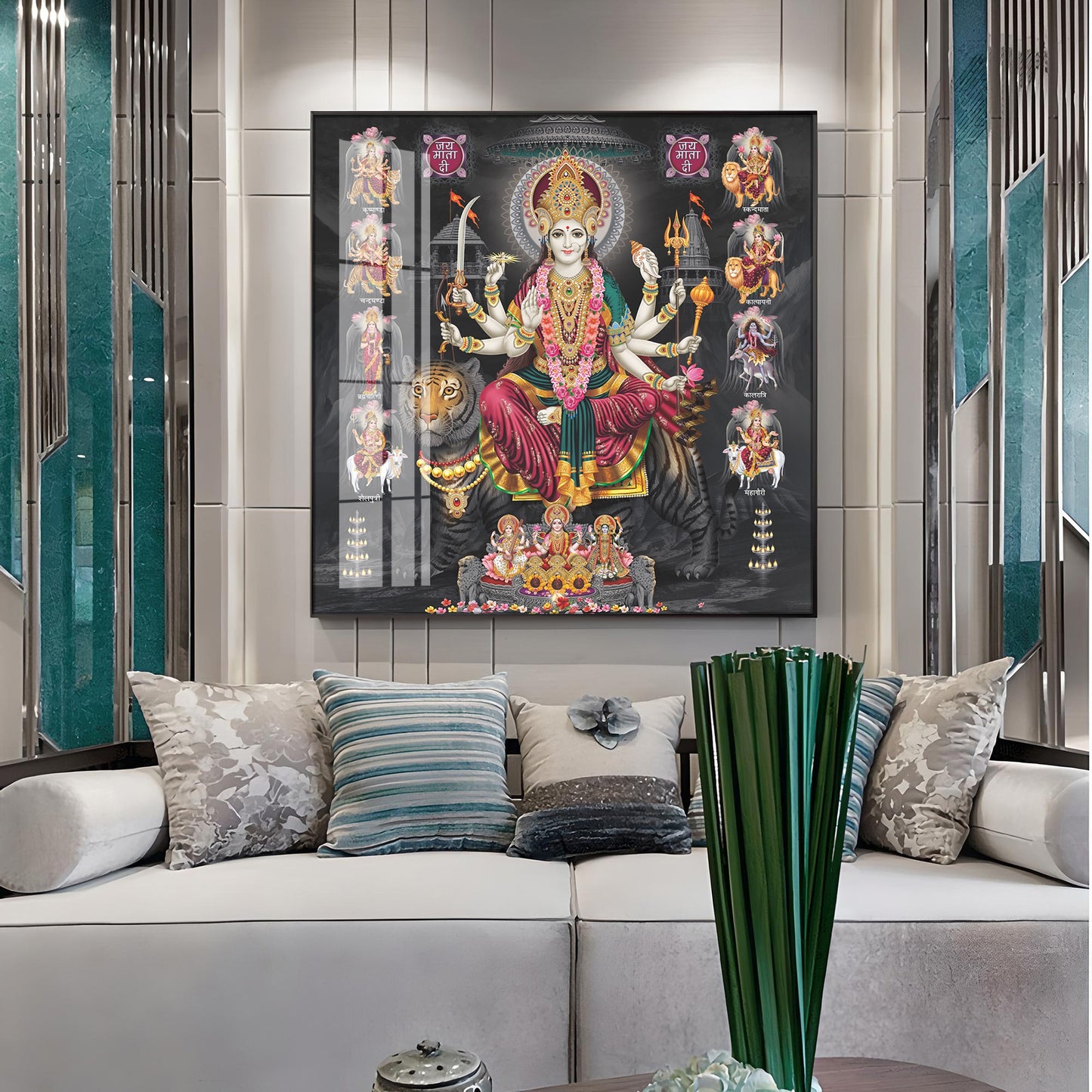 Goddess Durga Avatar Premium Acrylic Square Wall Art