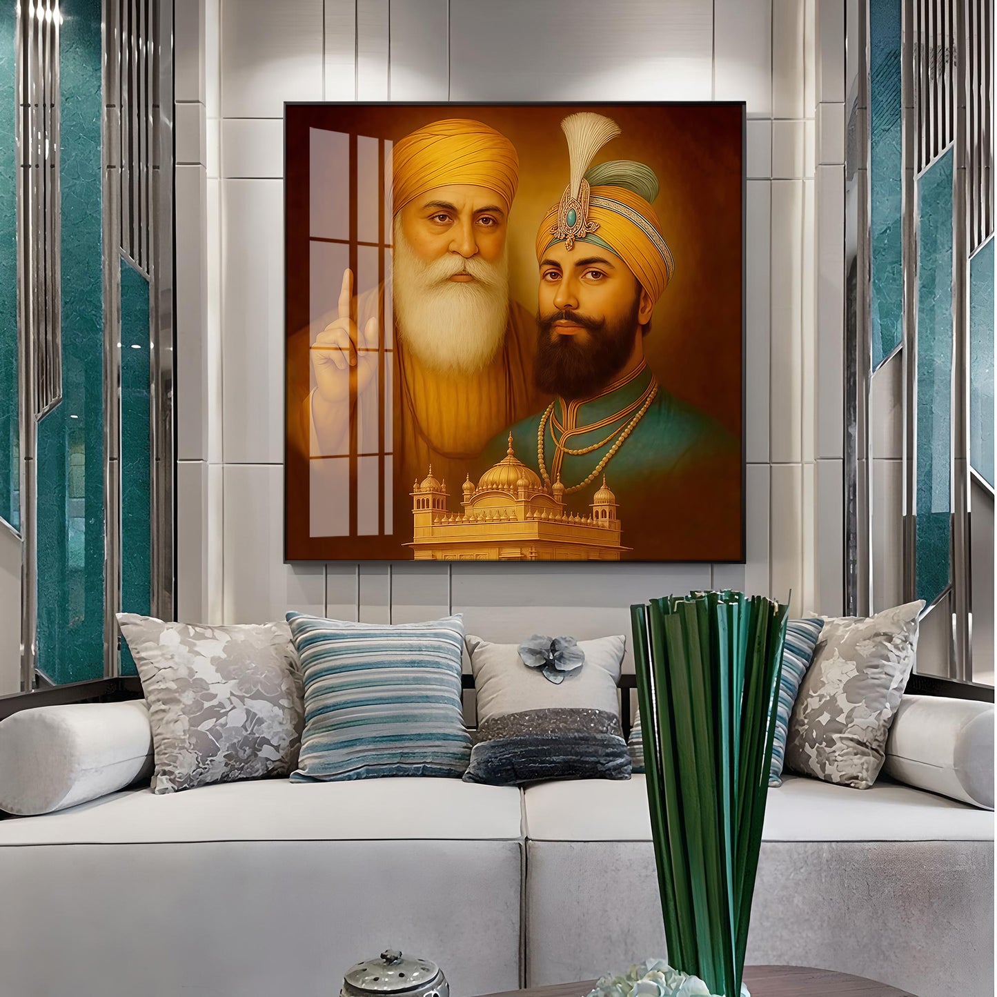 Waheguru ji Guru Nanak Dev ji Premium Acrylic Square Wall Art