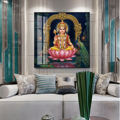 Divine Goddess Laxmi Maa Premium Acrylic Square Wall Art