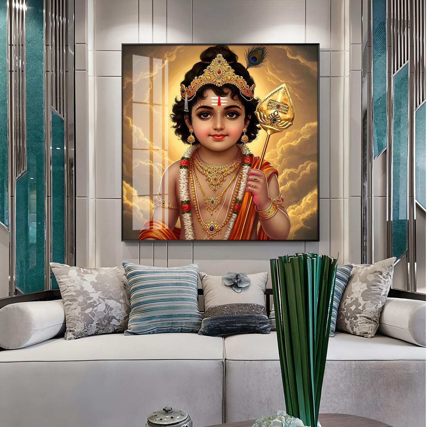Bhagwan Murugan Blessing Premium Acrylic Square Wall Art