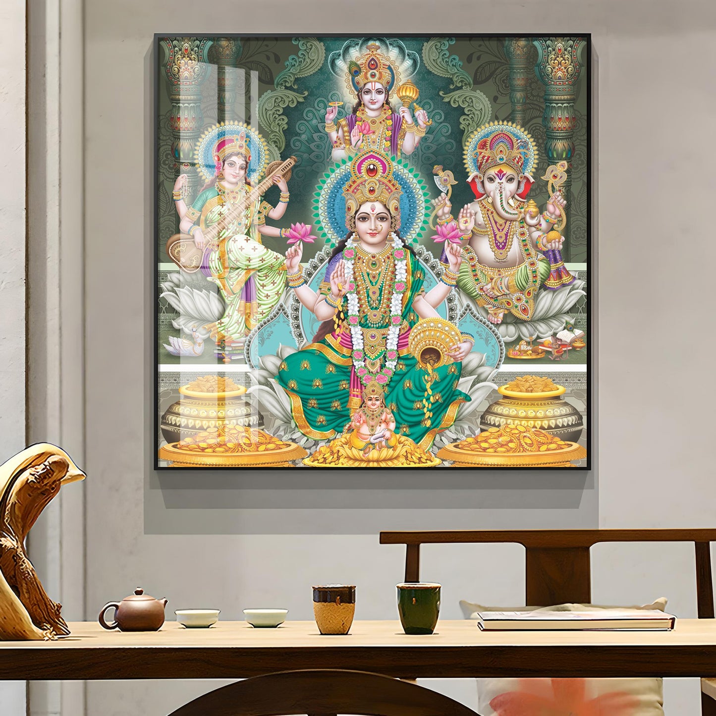 Divine Essence Of Supreme Deities Premium Acrylic Square Wall Art