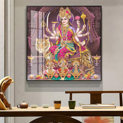 Maa Durga Premium Acrylic Square Wall Art