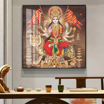 Divine Aura Of Maa Durga Premium Acrylic Square Wall Art