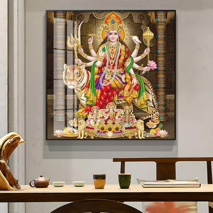 Enchanted Devi Durga Premium Acrylic Square Wall Art