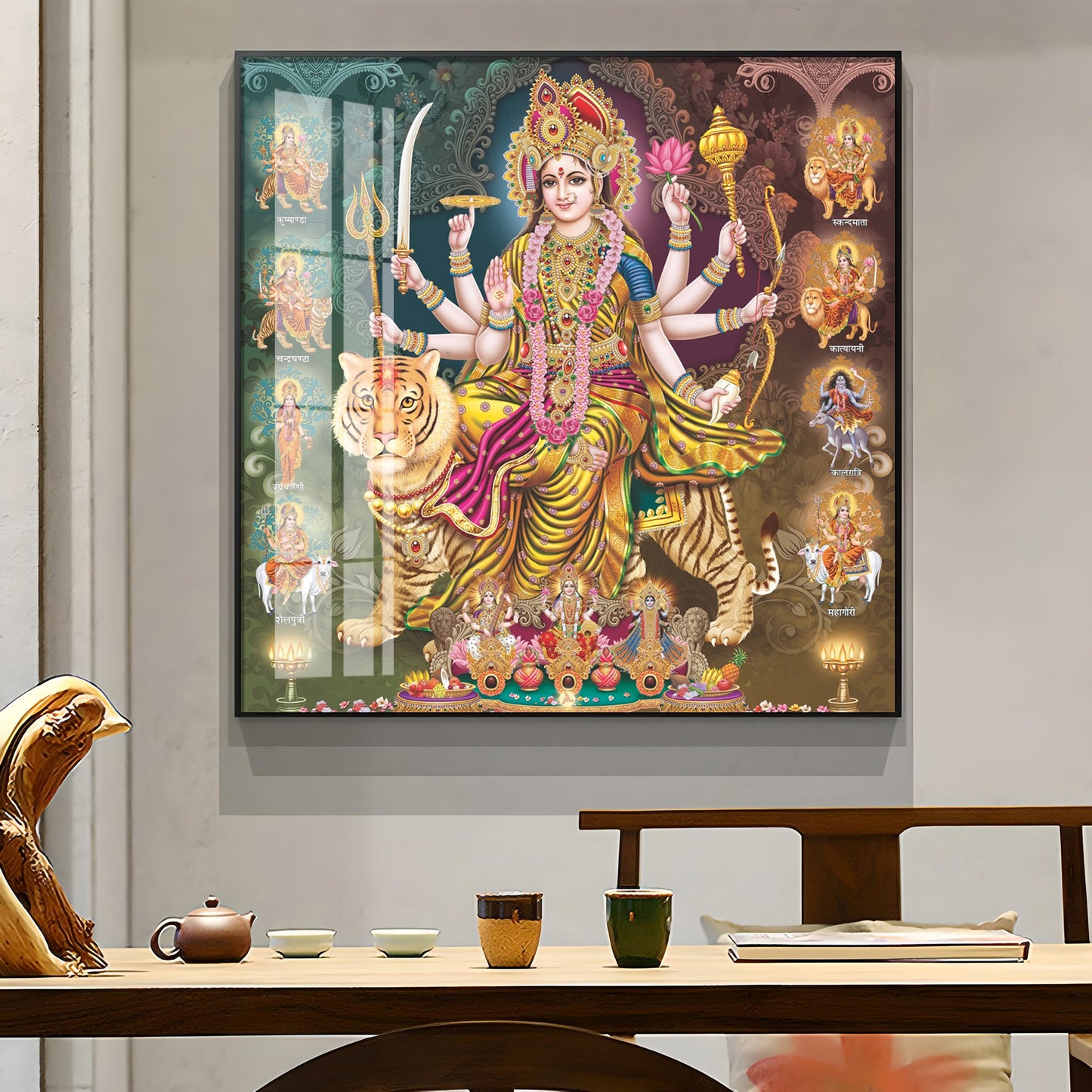 Goddess Durga Grace Premium Acrylic Square Wall Art