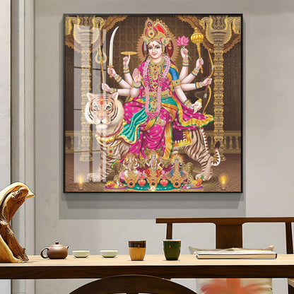 Eternal Devotion Of Durga Mata Premium Acrylic Square Wall Art