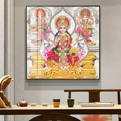 Spiritual Laxmi Ji Premium Acrylic Square Wall Art