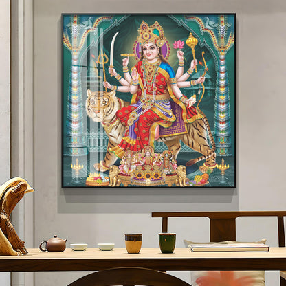 Goddess Durga Maa Radiance Premium Acrylic Square Wall Art
