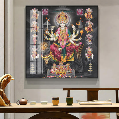 Goddess Durga Avatar Premium Acrylic Square Wall Art