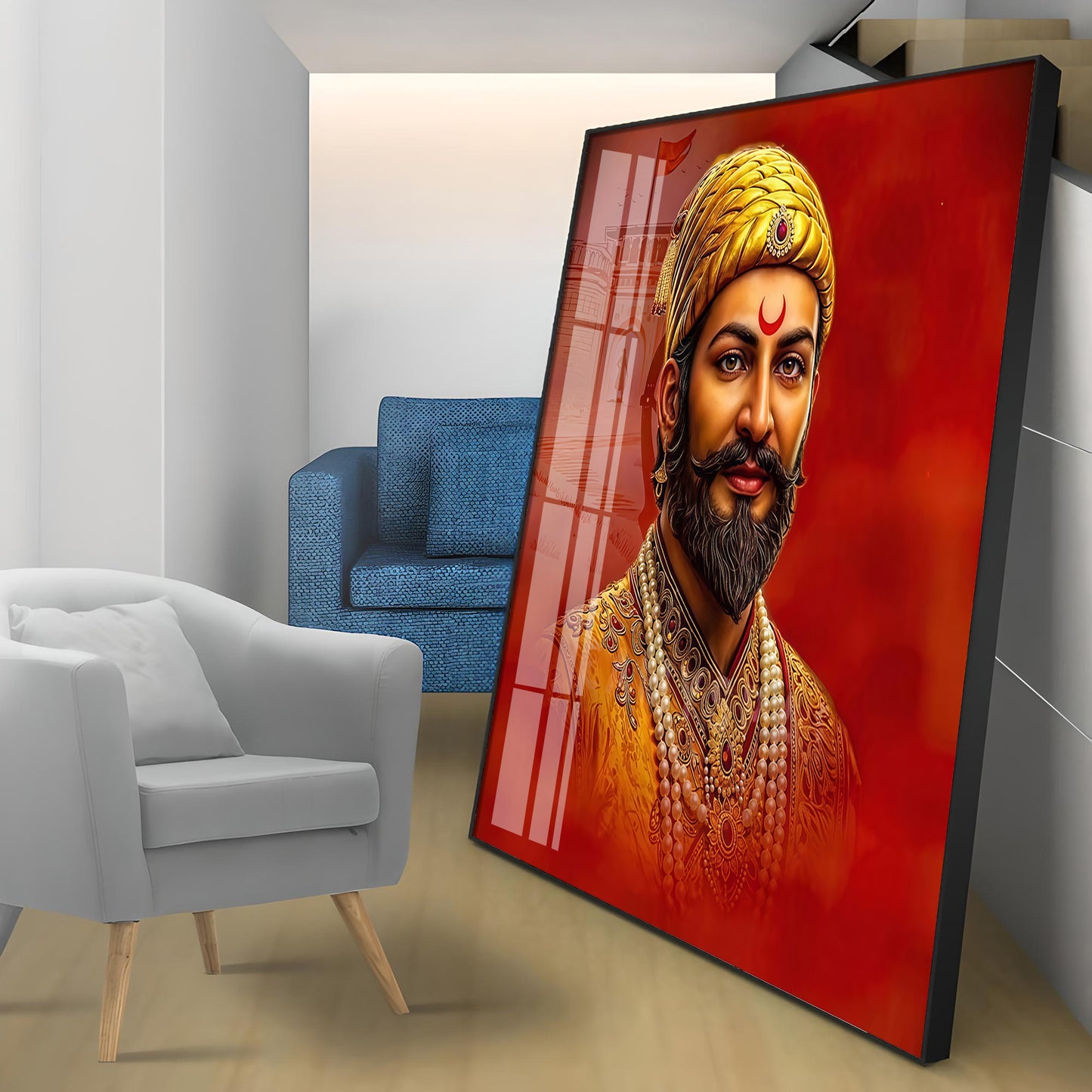Shivaji Maharaj Ji Premium Acrylic Square Wall Art