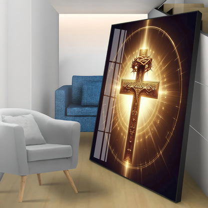 Cross Symbol In Premium Acrylic Square Wall Art