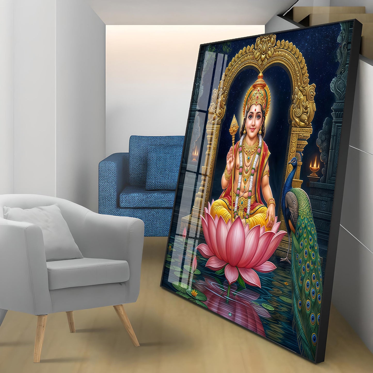 Divine Goddess Laxmi Maa Premium Acrylic Square Wall Art