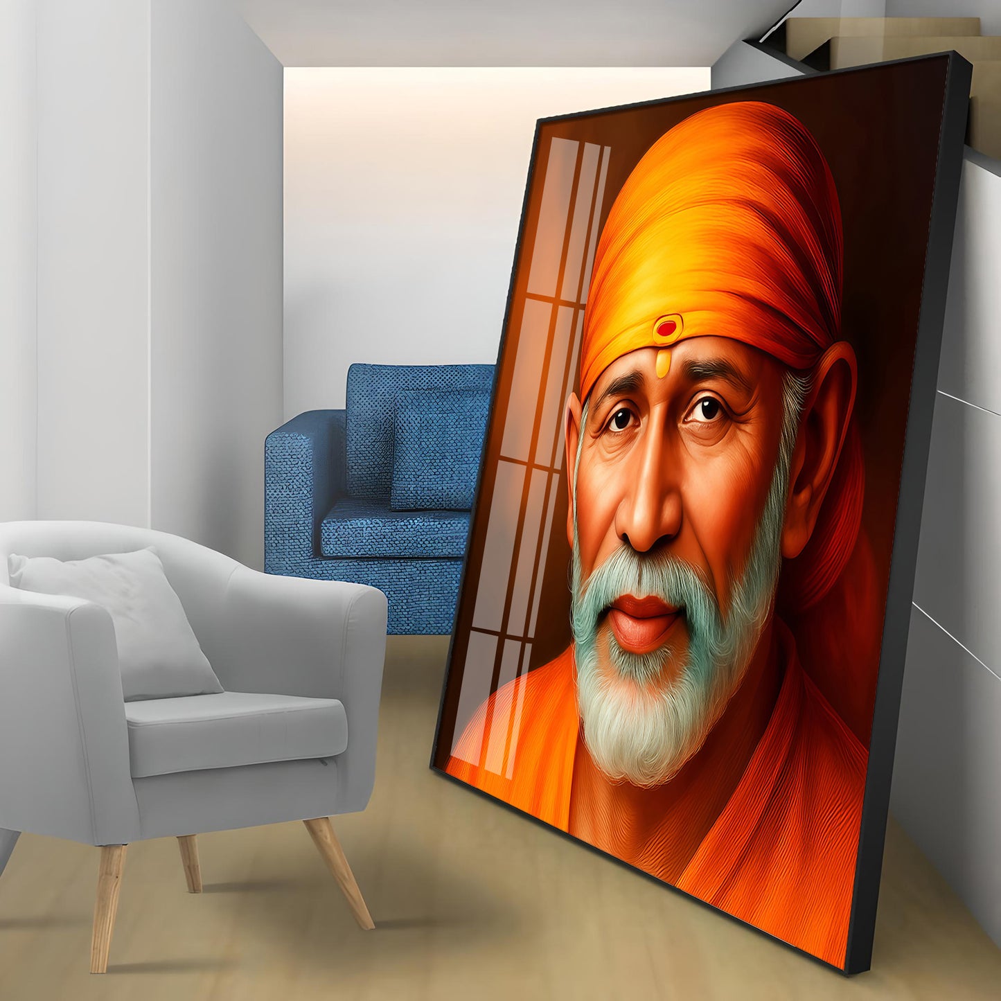Shridi Sai Baba Premium Acrylic Square Wall Art