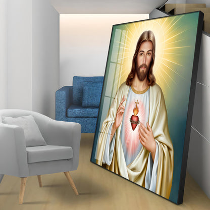 The Beautiful Sacred Heart Jesus Premium Acrylic Square Wall Art