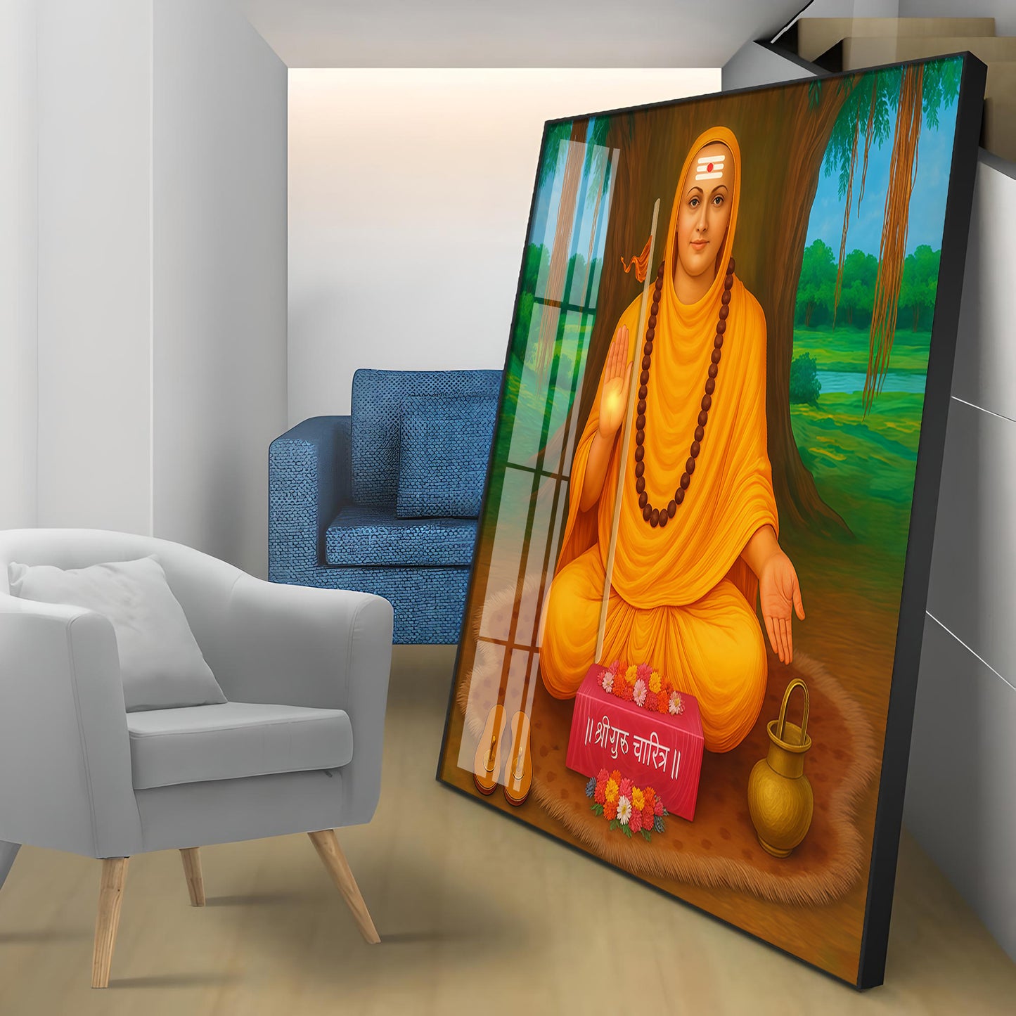 Shree Narasimha Saraswati Swami Premium Acrylic Square Wall Art