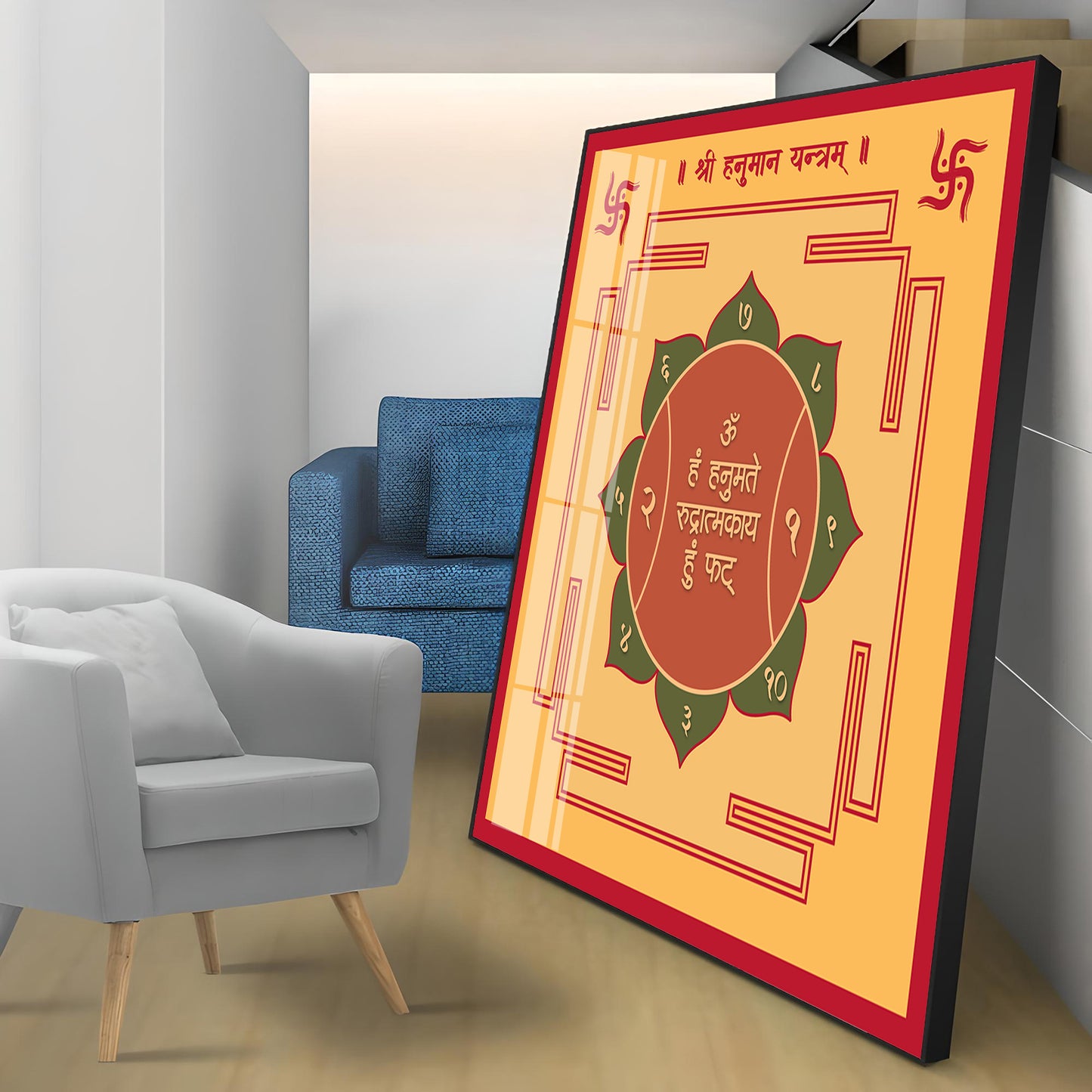 Powerful Hanuman Yantra Premium Acrylic Square Wall Art