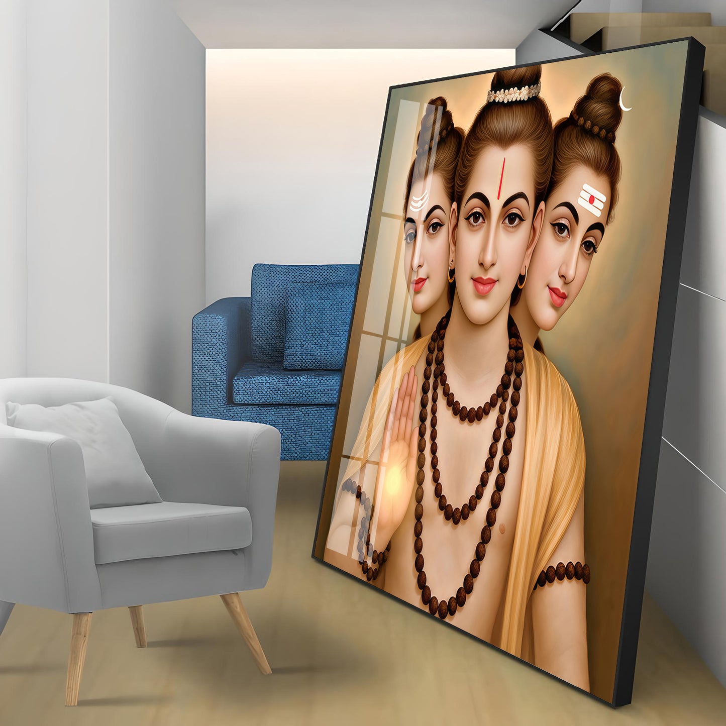 God Dattatreya Ji Maharaj Premium Acrylic Square Wall Art