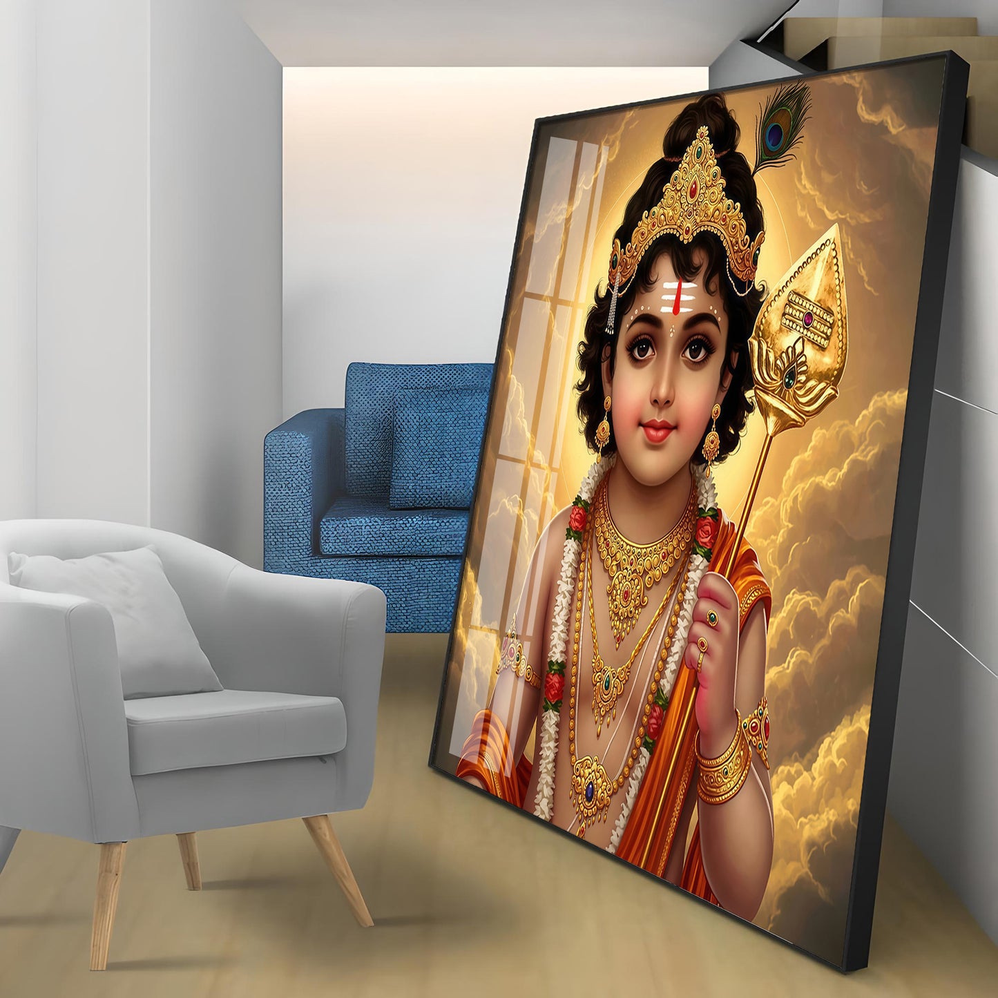 Bhagwan Murugan Blessing Premium Acrylic Square Wall Art