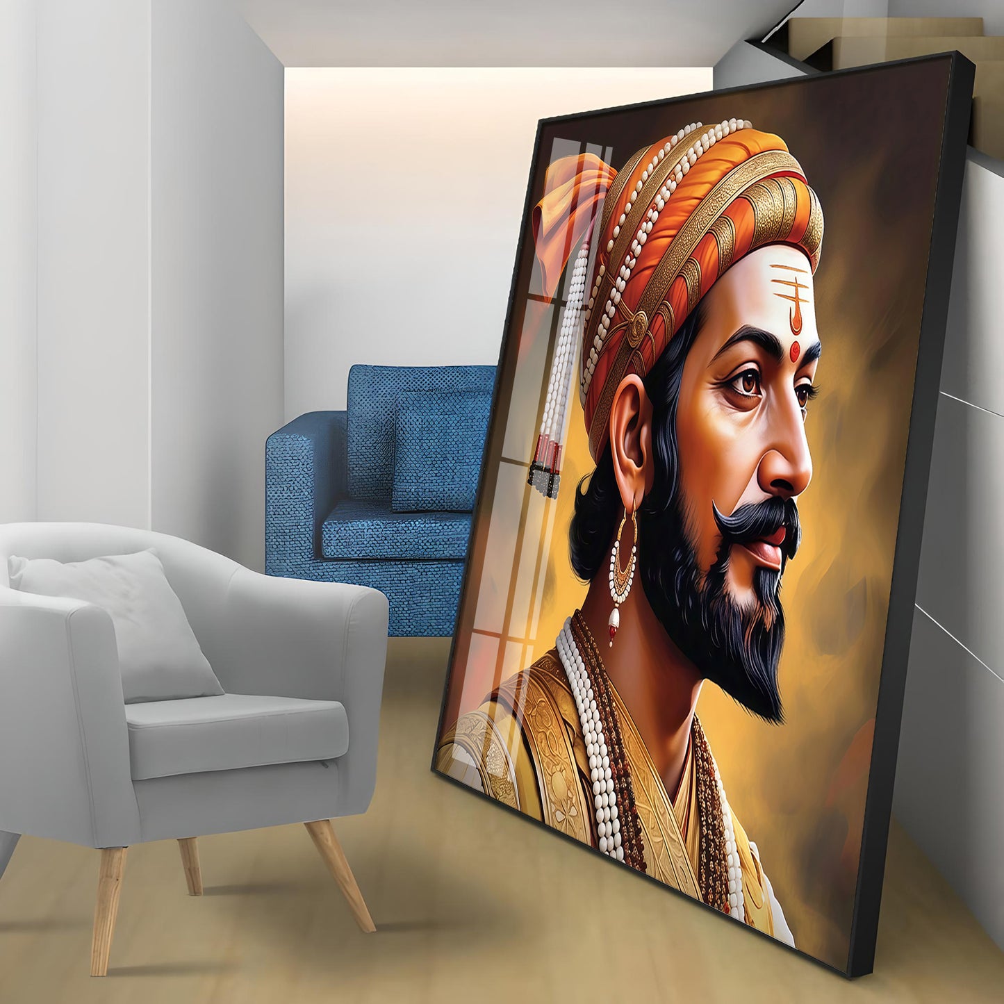 Divine Chhatrapati Shivaji Maharaj Ji Premium Acrylic Square Wall Art