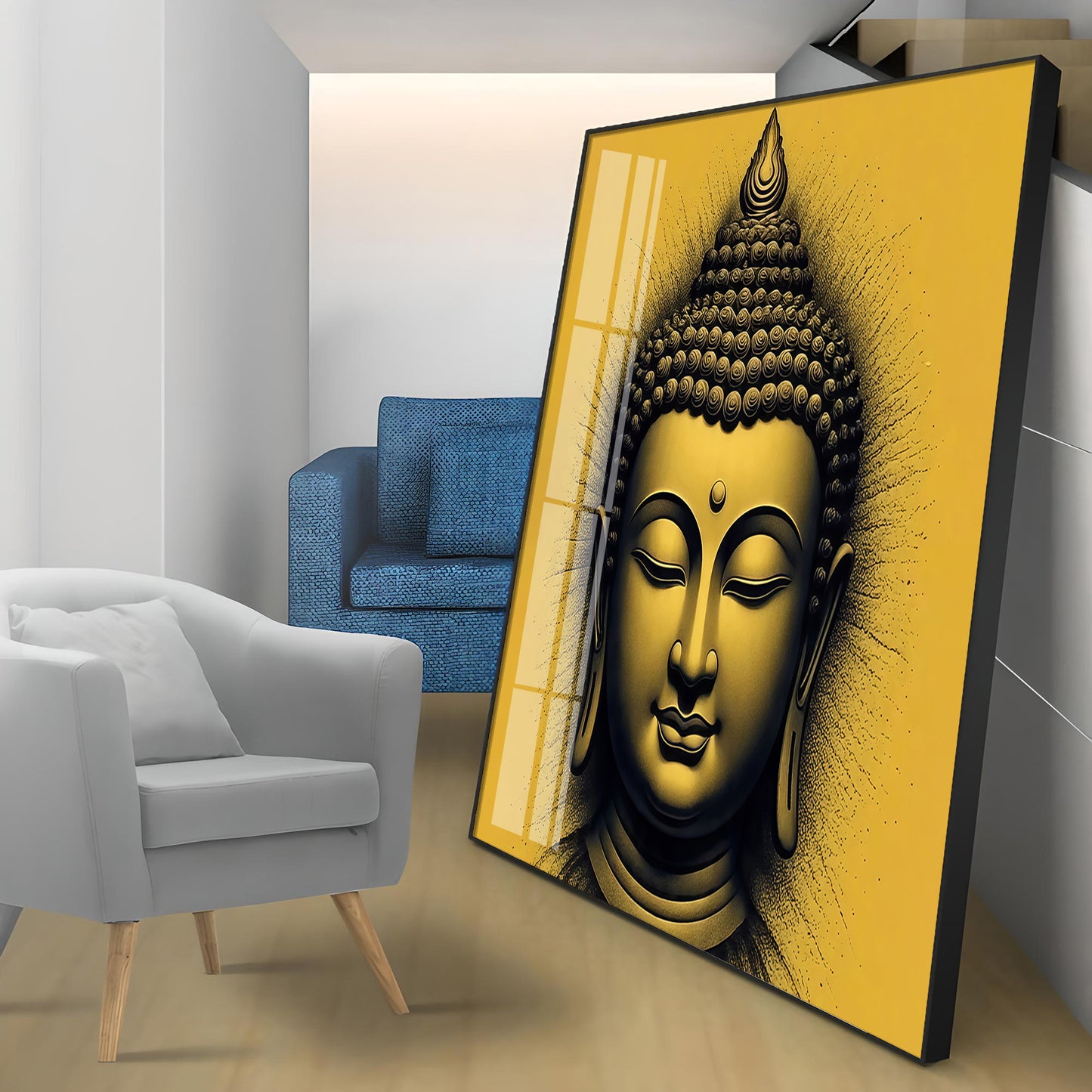 Lord Buddha Blessing Premium Acrylic Square Wall Art