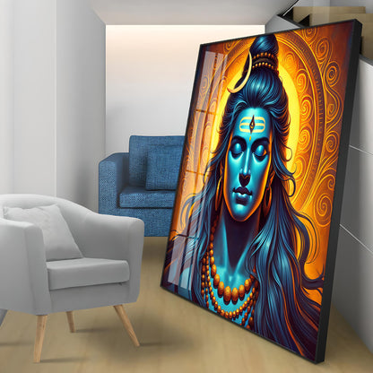 Shiv Bhole Baba Premium Acrylic Square Wall Art