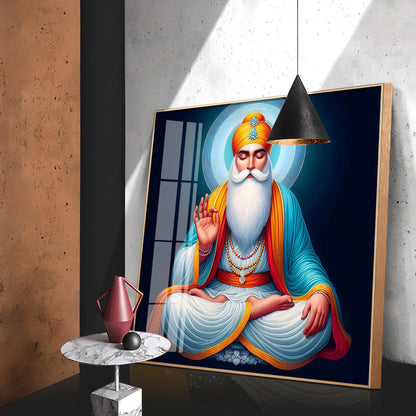Divine Guru Nanak Dev Ji Premium Acrylic Square Wall Art