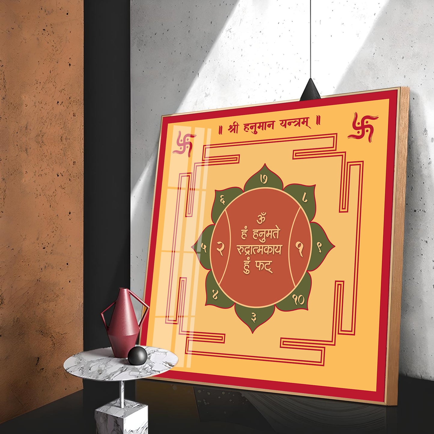 Powerful Hanuman Yantra Premium Acrylic Square Wall Art