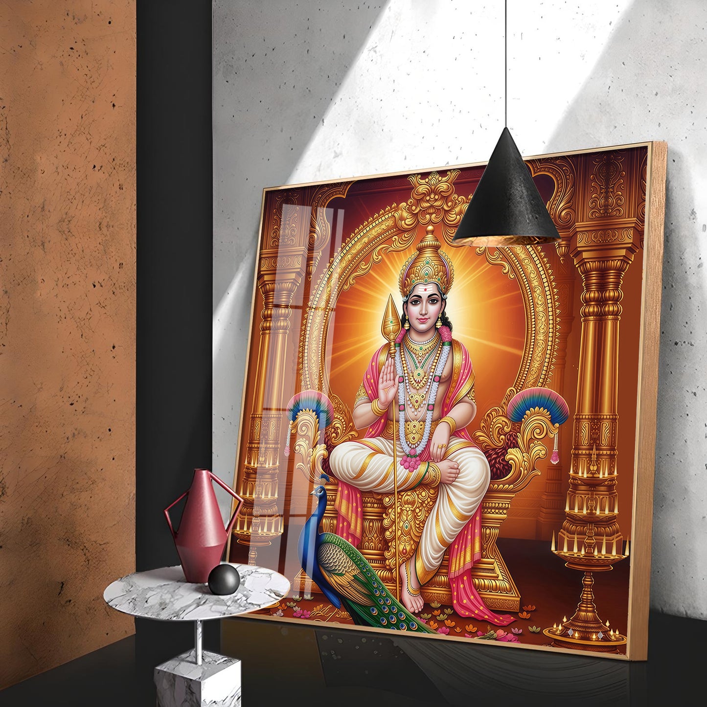 Lord Murugan and His Blessings Premium Acrylic Square Wall Art