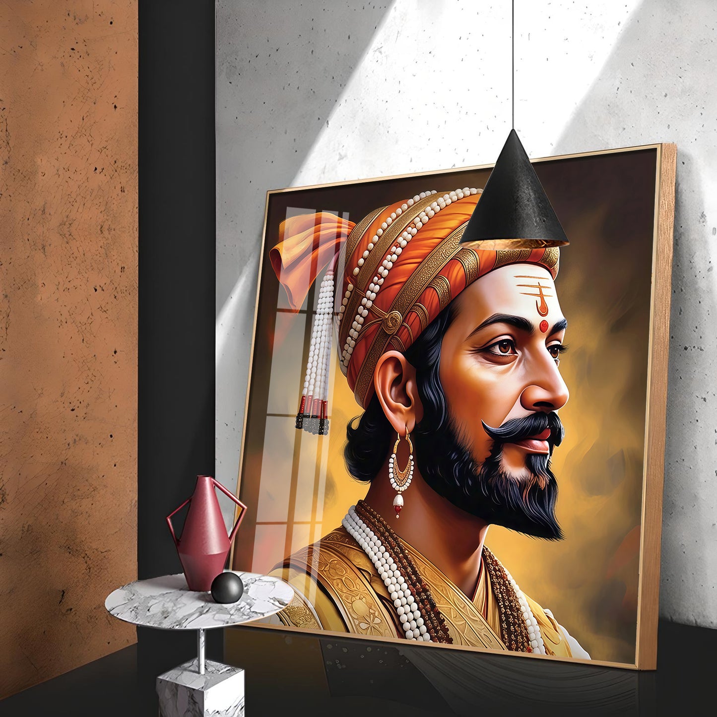 Divine Chhatrapati Shivaji Maharaj Ji Premium Acrylic Square Wall Art