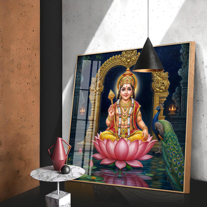 Divine Goddess Laxmi Maa Premium Acrylic Square Wall Art