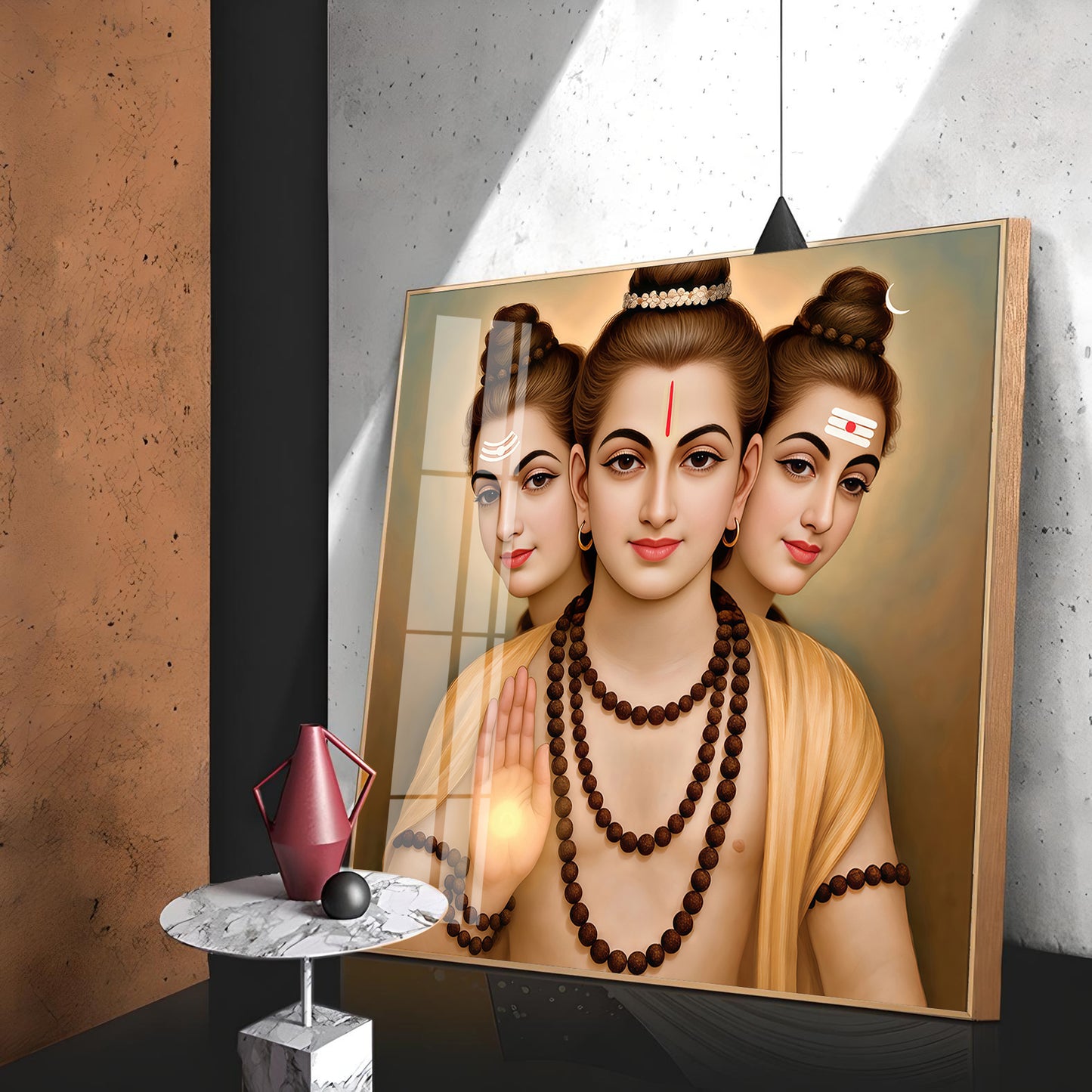 God Dattatreya Ji Maharaj Premium Acrylic Square Wall Art