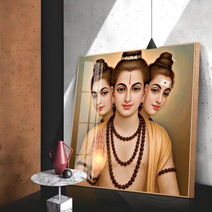 God Dattatreya Ji Maharaj Premium Acrylic Square Wall Art
