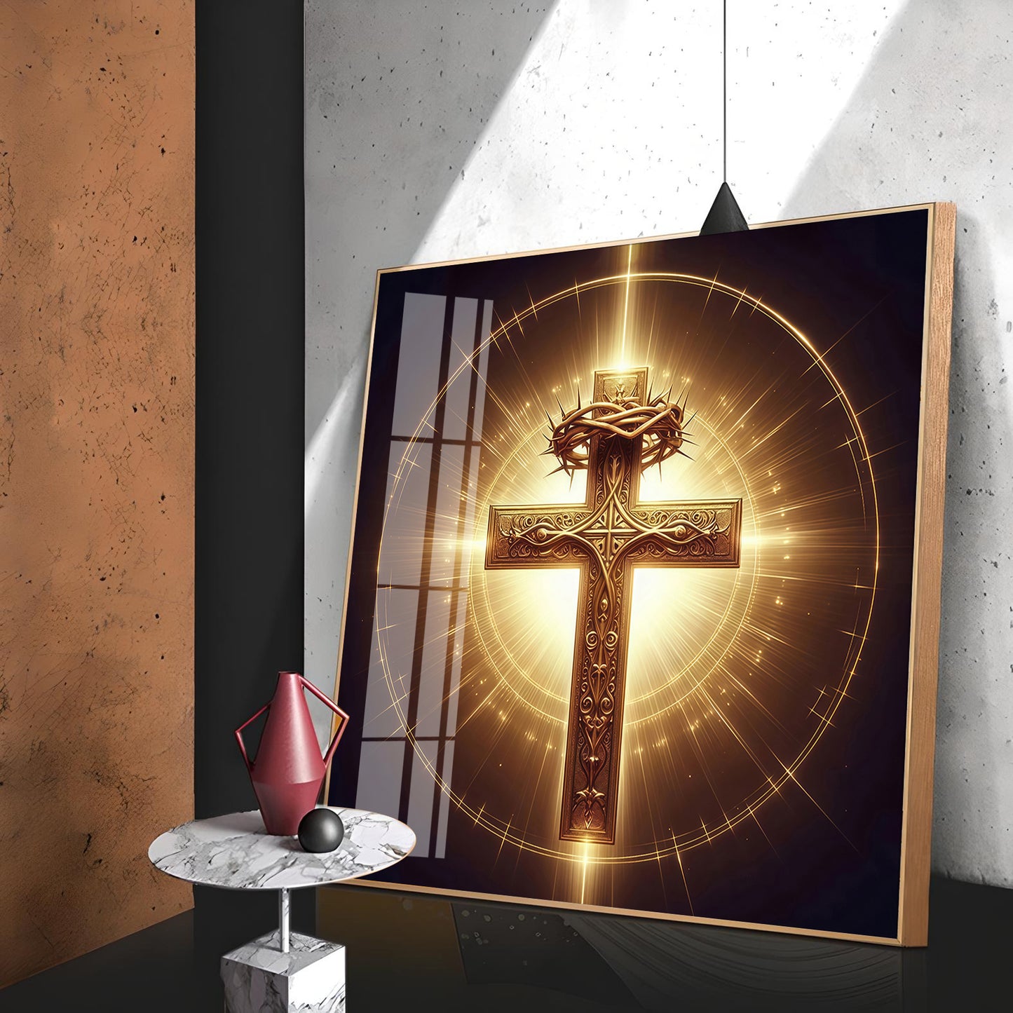 Cross Symbol In Premium Acrylic Square Wall Art