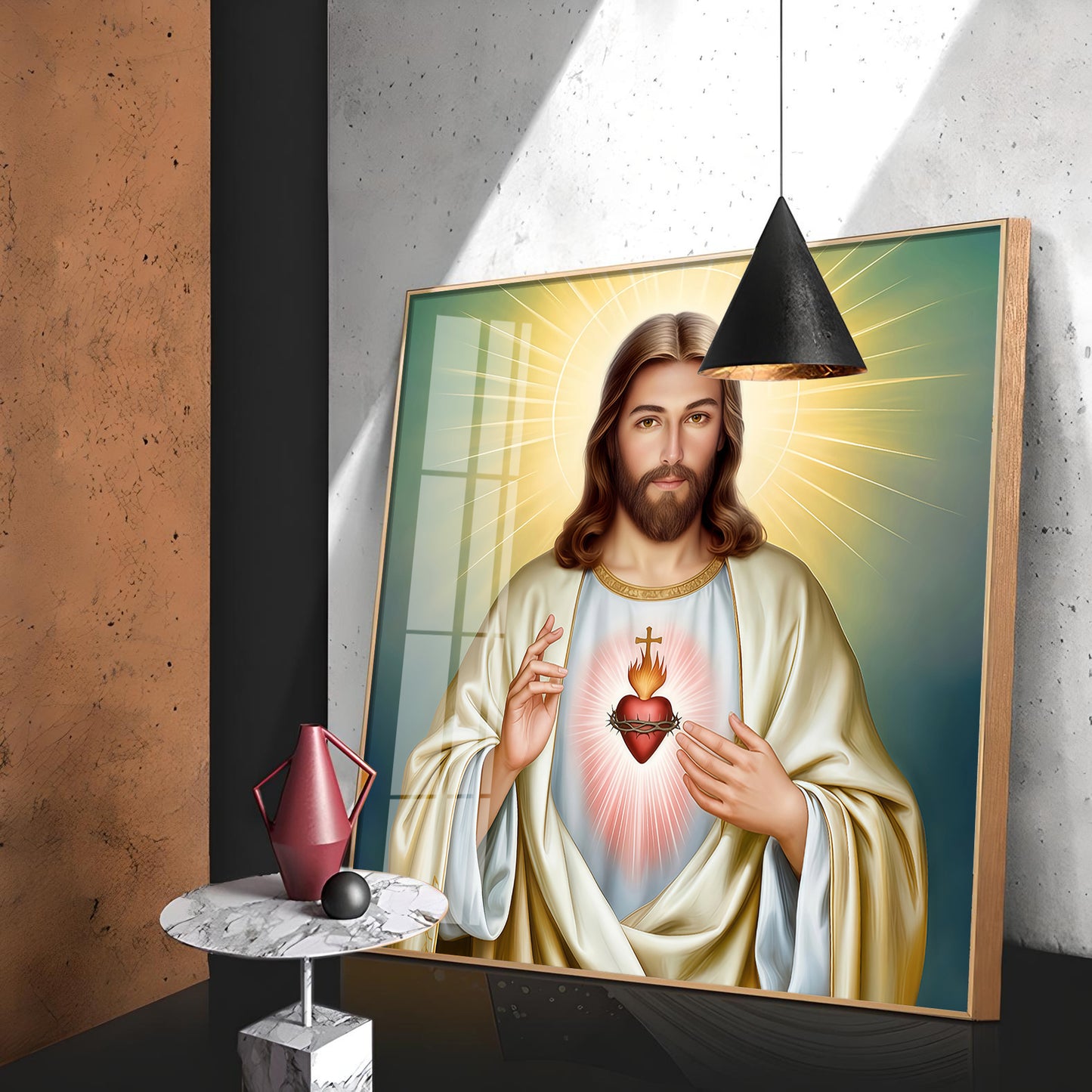 The Beautiful Sacred Heart Jesus Premium Acrylic Square Wall Art