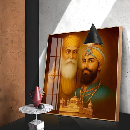 Waheguru ji Guru Nanak Dev ji Premium Acrylic Square Wall Art