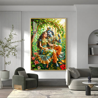 Shree Radha Krishna Premium Acrylic Vertical Wall Art