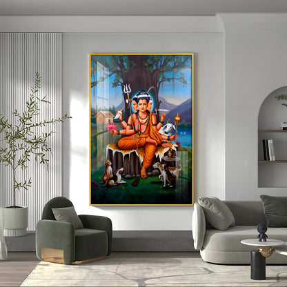 Lord Dattatreya Portray Premium Acrylic Vertical Wall Art