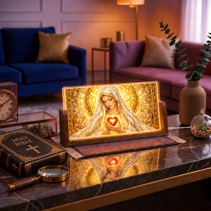Golden Mary Acrylic LED Table Lamp - Wooden Stand