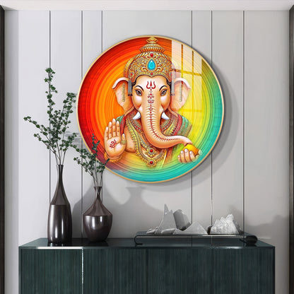 Lord Ganesha Premium Acrylic Round Wall Art