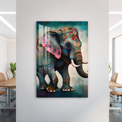 Embroidered Elephant Acrylic Wall Art