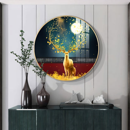 Celestial Deer Premium Acrylic Round Wall Art