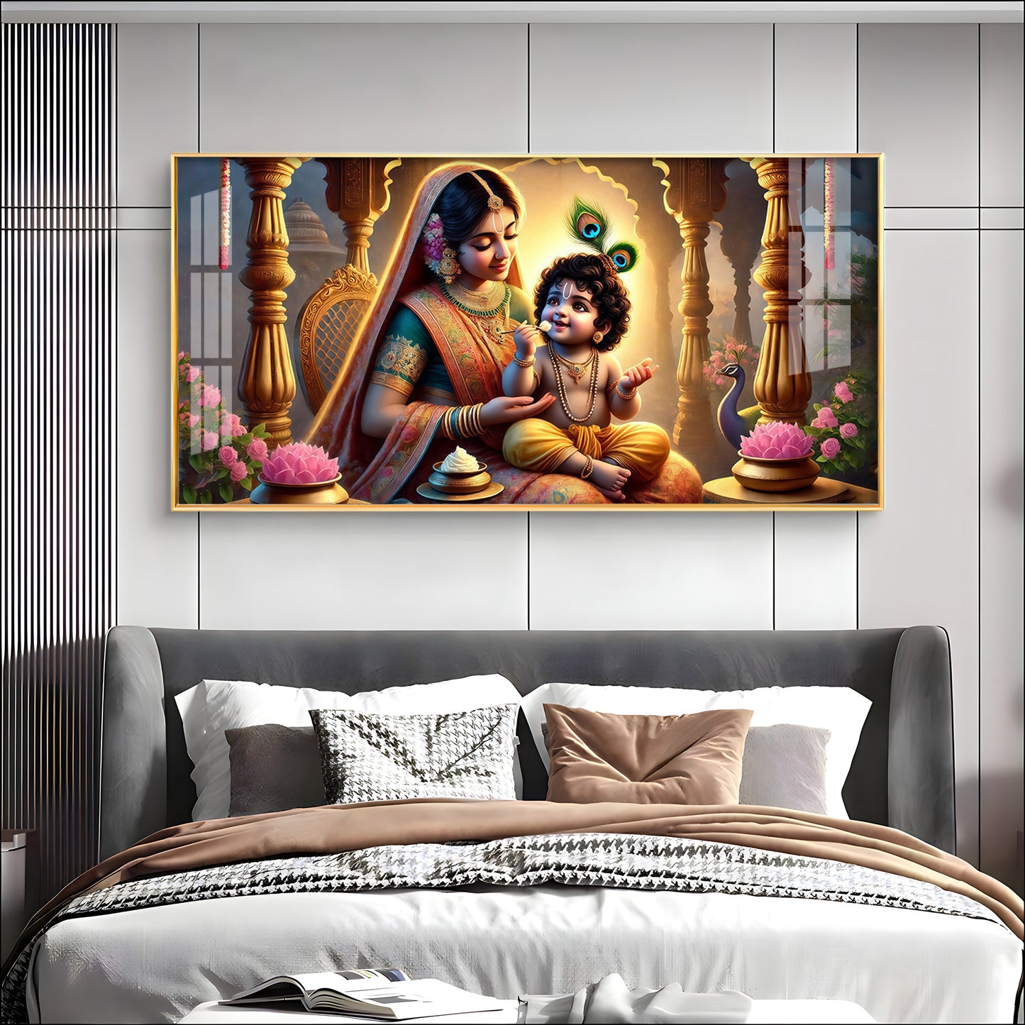Kanha With Maa Yashoda Premium Acrylic Horizontal Wall Art