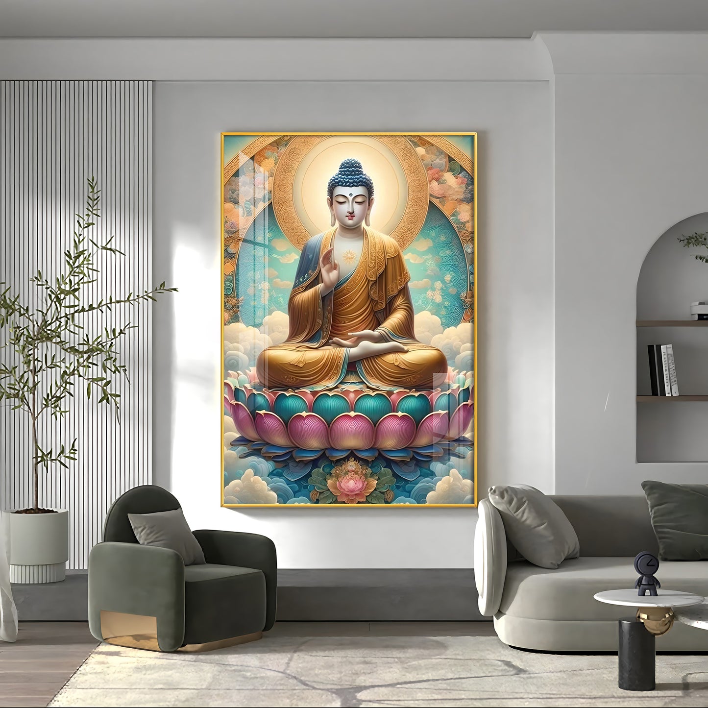 Serene Lotus Buddha Premium Vertical Acrylic Wall Art