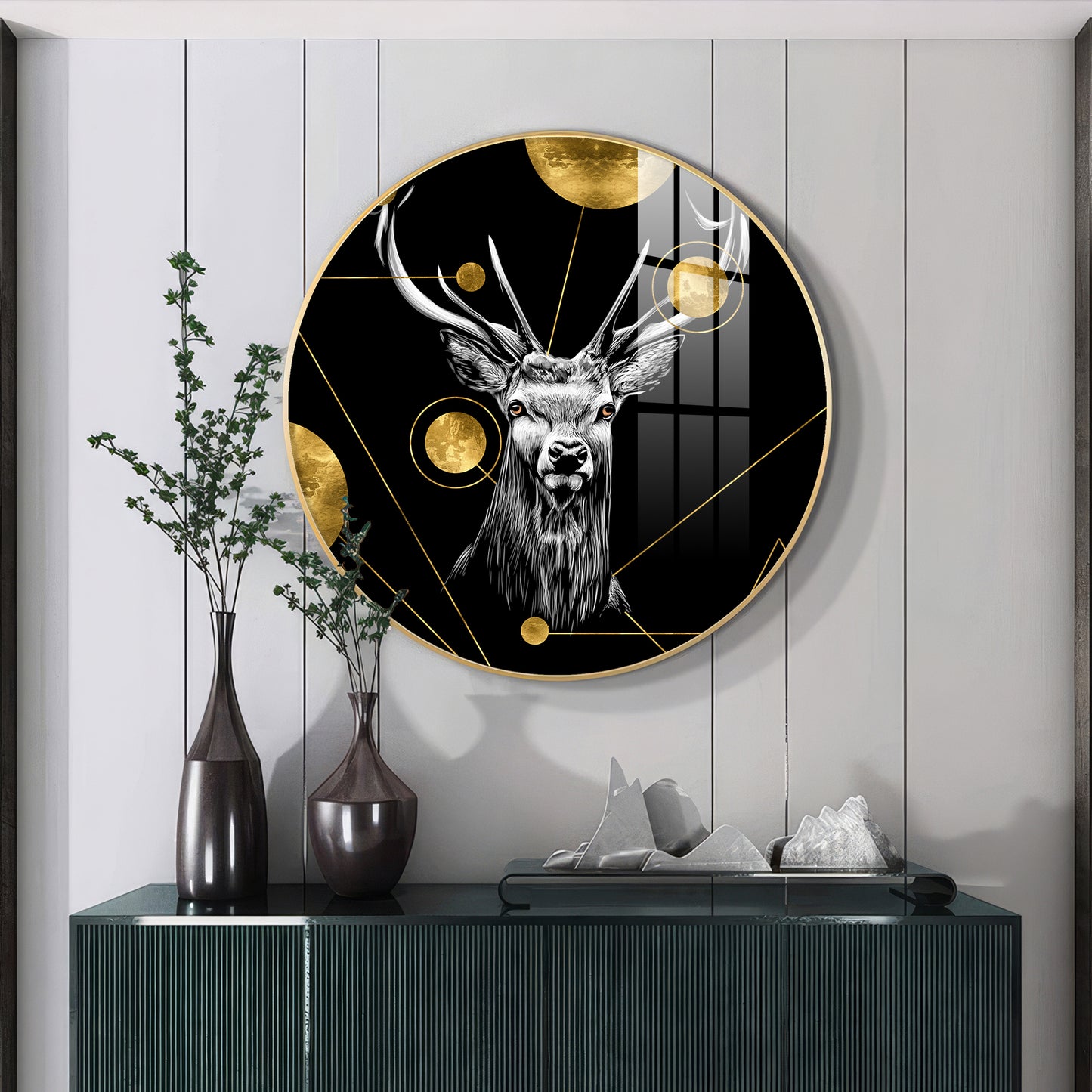 Regal Stag Premium Acrylic Round Wall Art